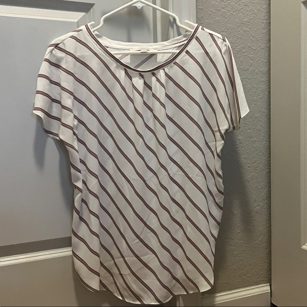 Striped Loft Top (White/Grey/Burgundy)